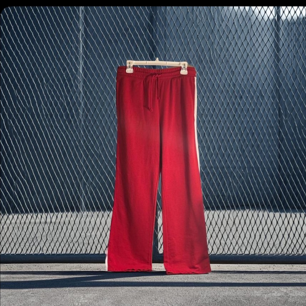 H&M Red Track Pants with White Stripes